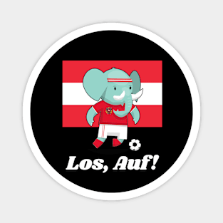 ⚽ Austria Football, Cute Elephant Kicks Ball, Los Auf! Team Spirit Magnet